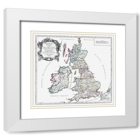 British Isles - Vaugondy 1757 White Modern Wood Framed Art Print with Double Matting by Vaugondy