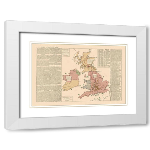 Ireland Wales England Scotland - Le Sage 1801 White Modern Wood Framed Art Print with Double Matting by Le Sage