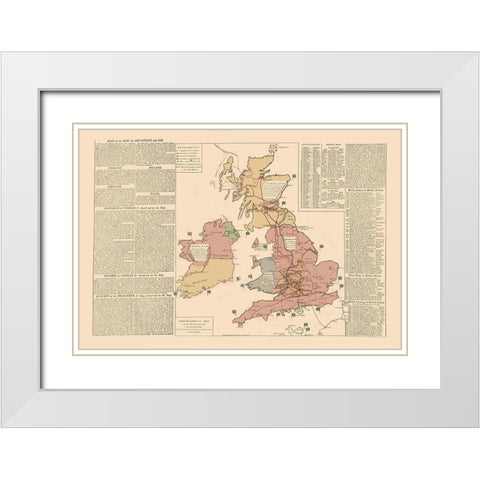 Ireland Wales England Scotland - Le Sage 1801 White Modern Wood Framed Art Print with Double Matting by Le Sage
