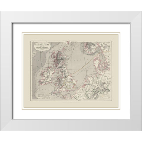 Orography Climatology British Isles White Modern Wood Framed Art Print with Double Matting by Petermann