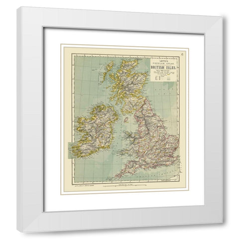 British Isles - Letts White Modern Wood Framed Art Print with Double Matting by Letts