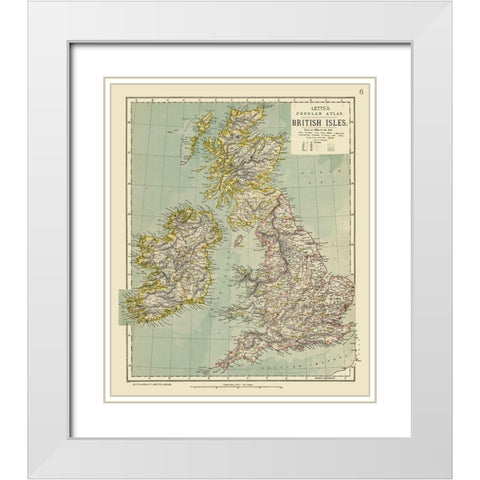 British Isles - Letts White Modern Wood Framed Art Print with Double Matting by Letts
