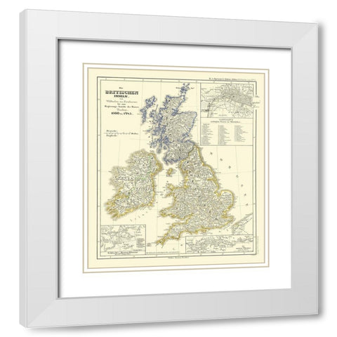 Tudors 1066-1485 British Isles - Spruner 1839 White Modern Wood Framed Art Print with Double Matting by Spruner