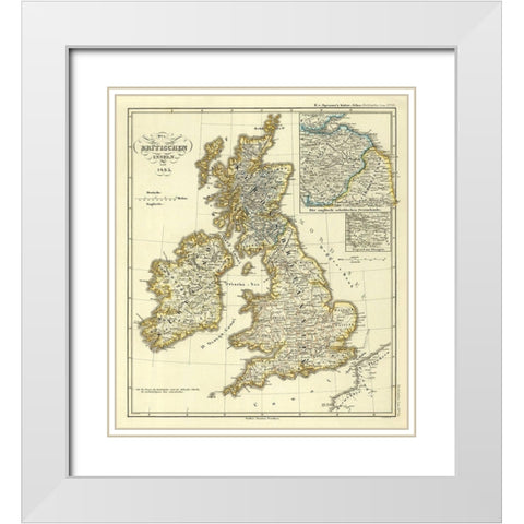 British Isles - Spruner 1485 White Modern Wood Framed Art Print with Double Matting by Spruner