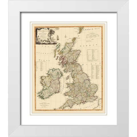 Ireland England Scotland Wales  - Laurie 1794 White Modern Wood Framed Art Print with Double Matting by Laurie