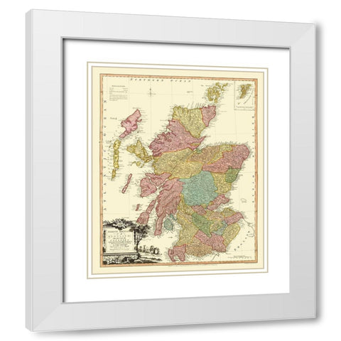 North Britain - Scotland - Counties - Faden 1778 White Modern Wood Framed Art Print with Double Matting by Faden