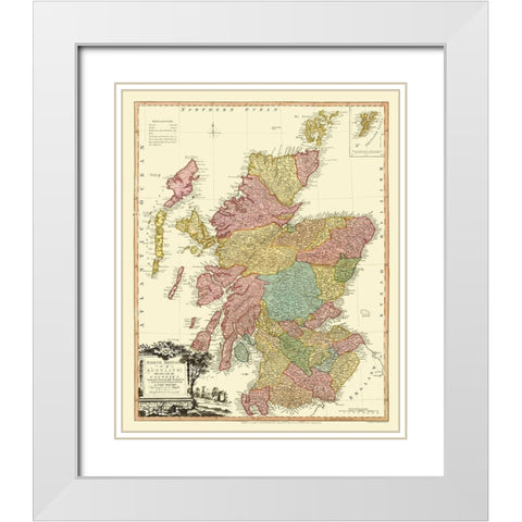 North Britain - Scotland - Counties - Faden 1778 White Modern Wood Framed Art Print with Double Matting by Faden