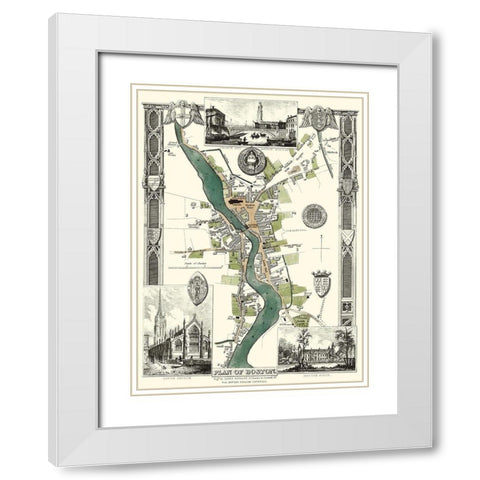Boston England City Plan - Moule 1837 White Modern Wood Framed Art Print with Double Matting by Moule