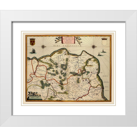 Boulogne Sur Mer Region France - Blaeu 1631 White Modern Wood Framed Art Print with Double Matting by Blaeu
