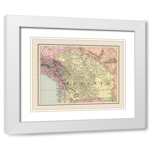 South America Bolivia - Cram 1892 White Modern Wood Framed Art Print with Double Matting by Cram