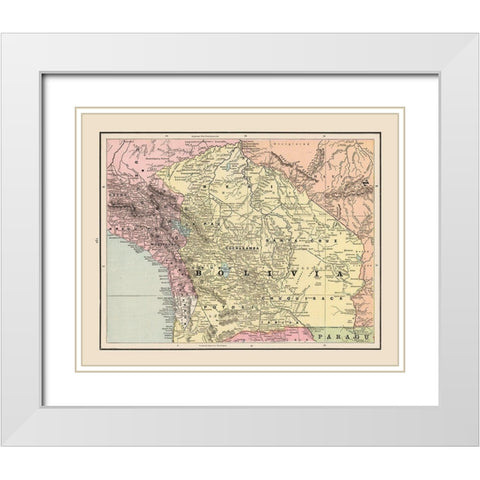 South America Bolivia - Cram 1892 White Modern Wood Framed Art Print with Double Matting by Cram