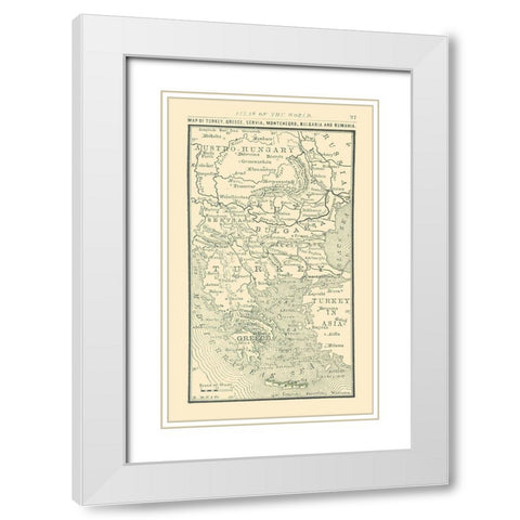 Balkan Peninsula - Alden 1886 White Modern Wood Framed Art Print with Double Matting by Alden
