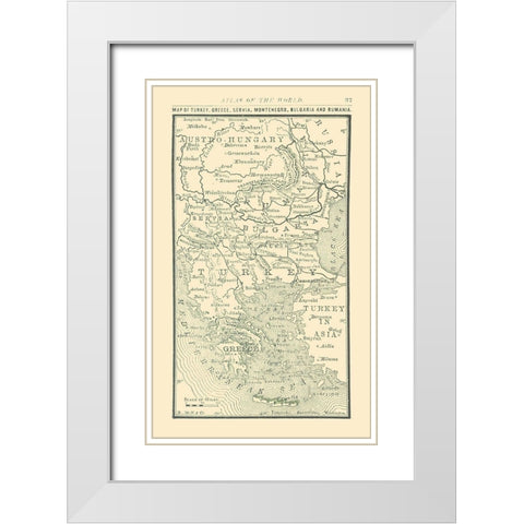 Balkan Peninsula - Alden 1886 White Modern Wood Framed Art Print with Double Matting by Alden