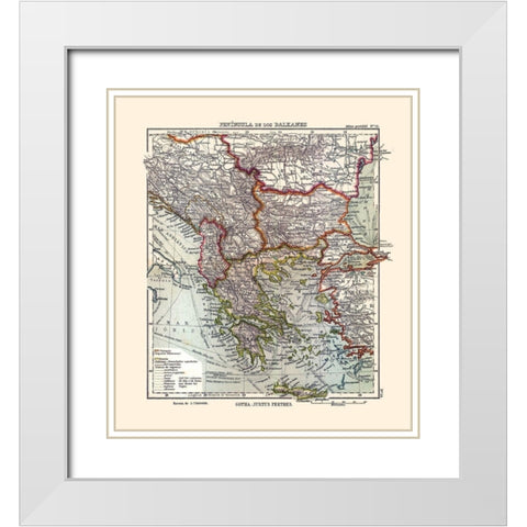 Europe Balkan Peninsula - Perthes 1921 White Modern Wood Framed Art Print with Double Matting by Perthes
