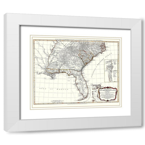 United States Southern British Colonies White Modern Wood Framed Art Print with Double Matting by Sayer
