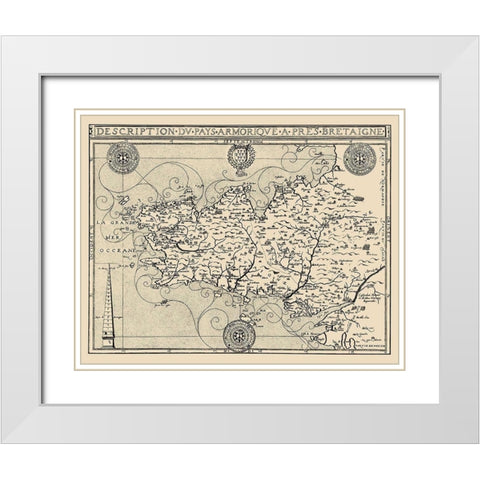Brittany Region France - Tavernier 1641 White Modern Wood Framed Art Print with Double Matting by Tavernier