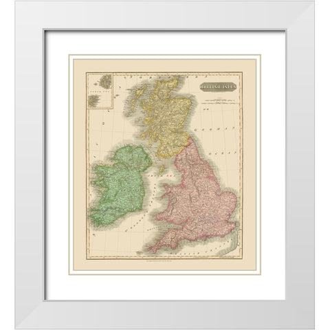 British Isles - Thomson 1815 White Modern Wood Framed Art Print with Double Matting by Thomson