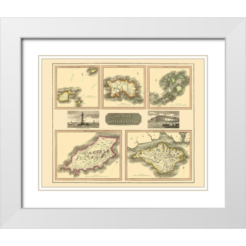 Remote British Isles France - Thomson 1817 White Modern Wood Framed Art Print with Double Matting by Thomson