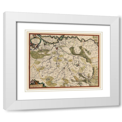 Brabant East Netherlands - De Wit 1688 White Modern Wood Framed Art Print with Double Matting by De Wit