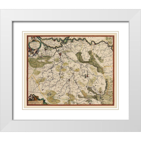 Brabant East Netherlands - De Wit 1688 White Modern Wood Framed Art Print with Double Matting by De Wit