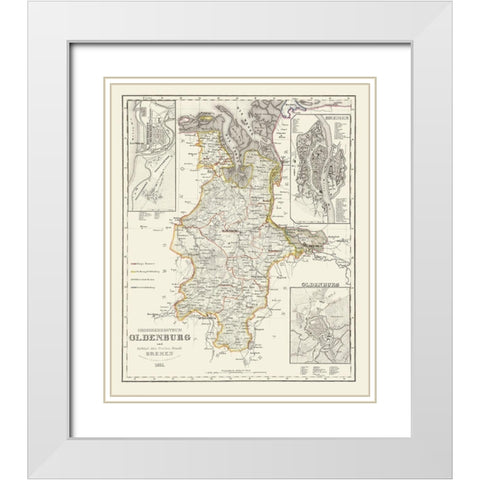Bremen Oldenburg Germany - Gotthard 1851 White Modern Wood Framed Art Print with Double Matting by Gotthard
