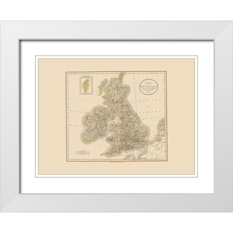 British Isles - Cary 1807 White Modern Wood Framed Art Print with Double Matting by Cary