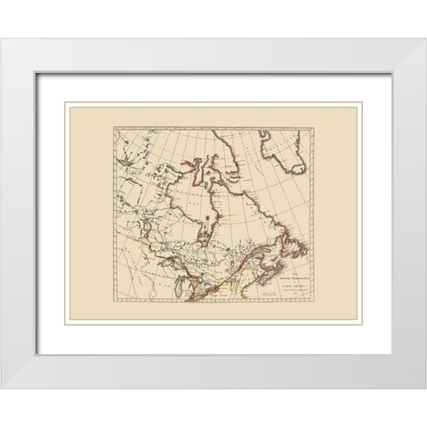 British Possessions Canada United States White Modern Wood Framed Art Print with Double Matting by Carey