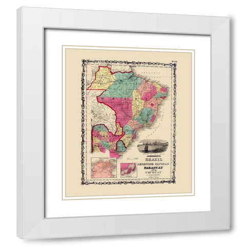 Brazil Argentina Republic Paraguay Uruguay White Modern Wood Framed Art Print with Double Matting by Johnson