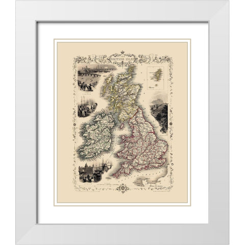 British Isles Great Britain - Tallis 1851 White Modern Wood Framed Art Print with Double Matting by Tallis