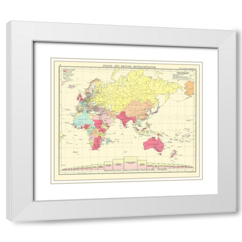 British Trade United Kingdom - Bartholomew 1907 White Modern Wood Framed Art Print with Double Matting by Bartholomew