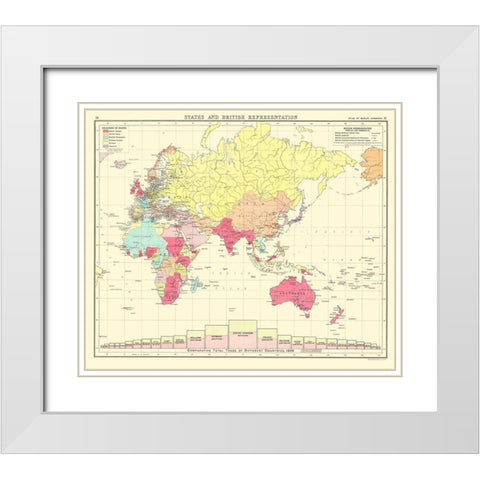 British Trade United Kingdom - Bartholomew 1907 White Modern Wood Framed Art Print with Double Matting by Bartholomew