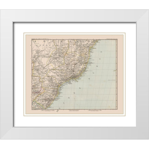 Southeast Brazil - Stieler 1885 White Modern Wood Framed Art Print with Double Matting by Stieler