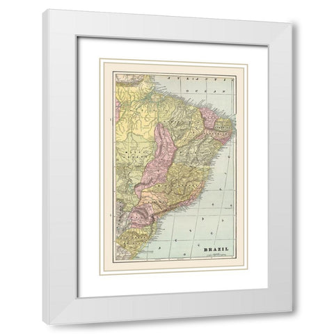 South America Brazil - Cram 1892 White Modern Wood Framed Art Print with Double Matting by Cram