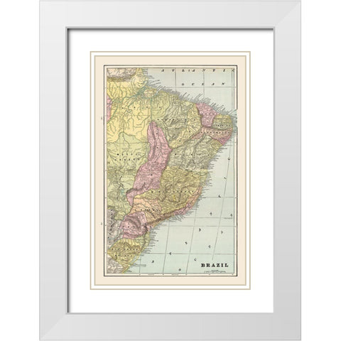 South America Brazil - Cram 1892 White Modern Wood Framed Art Print with Double Matting by Cram