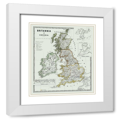 Britannia Hibernia United Kingdom - Spruner 1865 White Modern Wood Framed Art Print with Double Matting by Spruner