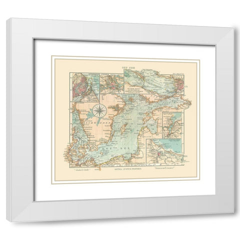 Baltic Sea Sweden Denmark Latvia - Perthes 1914 White Modern Wood Framed Art Print with Double Matting by Perthes
