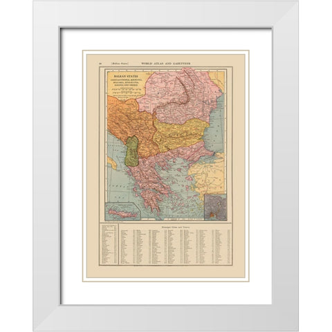 Europe Balkan States - Reynold 1921 White Modern Wood Framed Art Print with Double Matting by Reynold