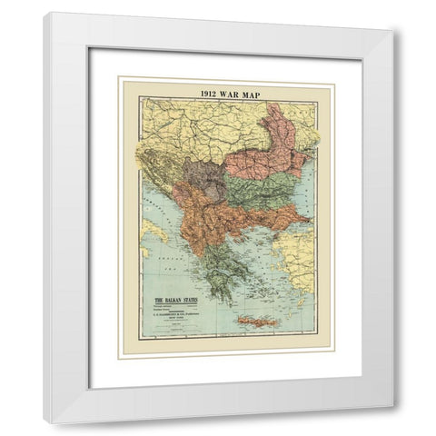 Balkan States War - Hammond 1912 White Modern Wood Framed Art Print with Double Matting by Hammond