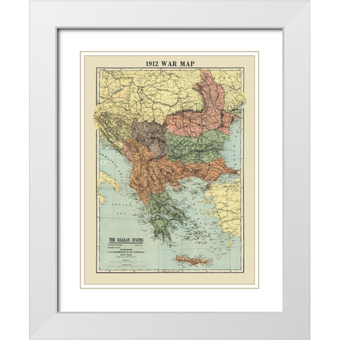 Balkan States War - Hammond 1912 White Modern Wood Framed Art Print with Double Matting by Hammond