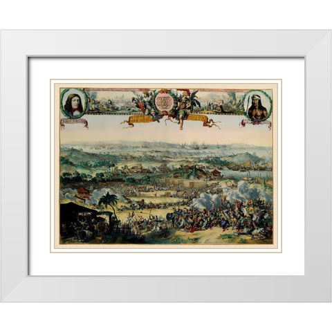 Asia Buginese Samboupo Indonesia Battle White Modern Wood Framed Art Print with Double Matting by De Hooghe