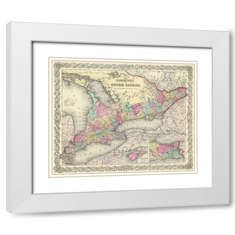 Upper Canada - Colton 1855 White Modern Wood Framed Art Print with Double Matting by Colton