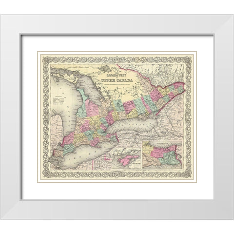 Upper Canada - Colton 1855 White Modern Wood Framed Art Print with Double Matting by Colton