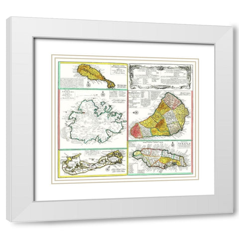 Islands of Caribbean West Indies Jamaica Barbados White Modern Wood Framed Art Print with Double Matting by Unknown