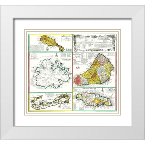 Islands of Caribbean West Indies Jamaica Barbados White Modern Wood Framed Art Print with Double Matting by Unknown