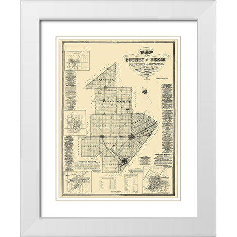 Perth County Ontario Canada - Kirk 1875 White Modern Wood Framed Art Print with Double Matting by Kirk