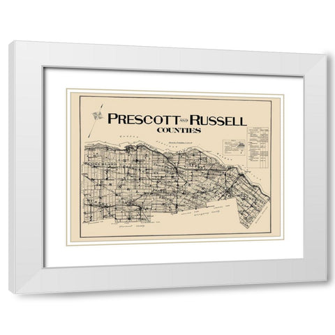 Prescott Russell Counties Canada - Lloyd 1923 White Modern Wood Framed Art Print with Double Matting by Lloyd