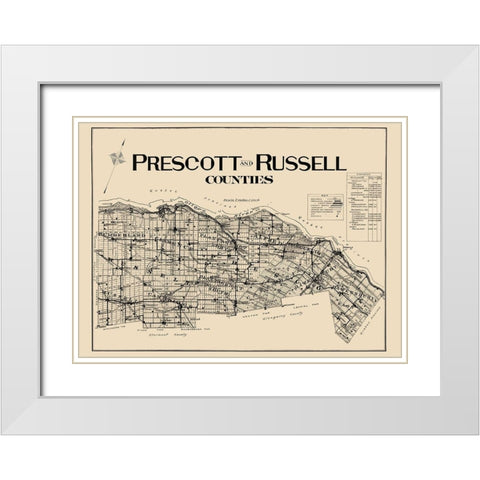 Prescott Russell Counties Canada - Lloyd 1923 White Modern Wood Framed Art Print with Double Matting by Lloyd