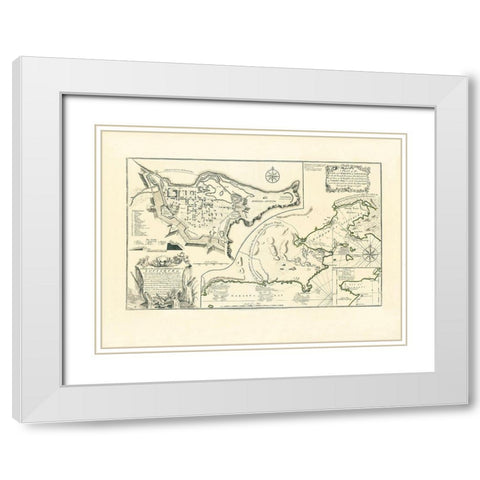 Louisburg City, Harbour, and Fortifications White Modern Wood Framed Art Print with Double Matting by Jefferys