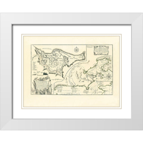 Louisburg City, Harbour, and Fortifications White Modern Wood Framed Art Print with Double Matting by Jefferys