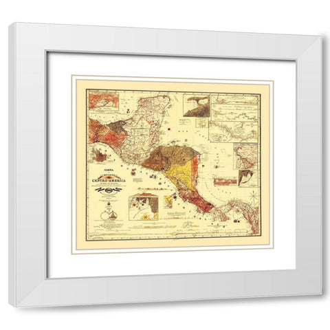 Honduras Guatemala Nicaragua - Dilbryado 1862 White Modern Wood Framed Art Print with Double Matting by Dilbryado